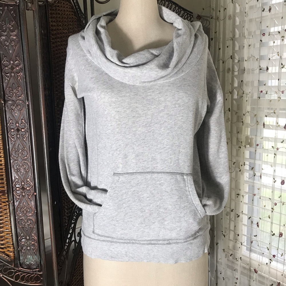 aerie Light Grey Cowl Neck Hoodie Sweatshirt